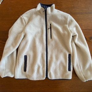 Goodfellow Men’s Large White and Navy Fleece Zip Up